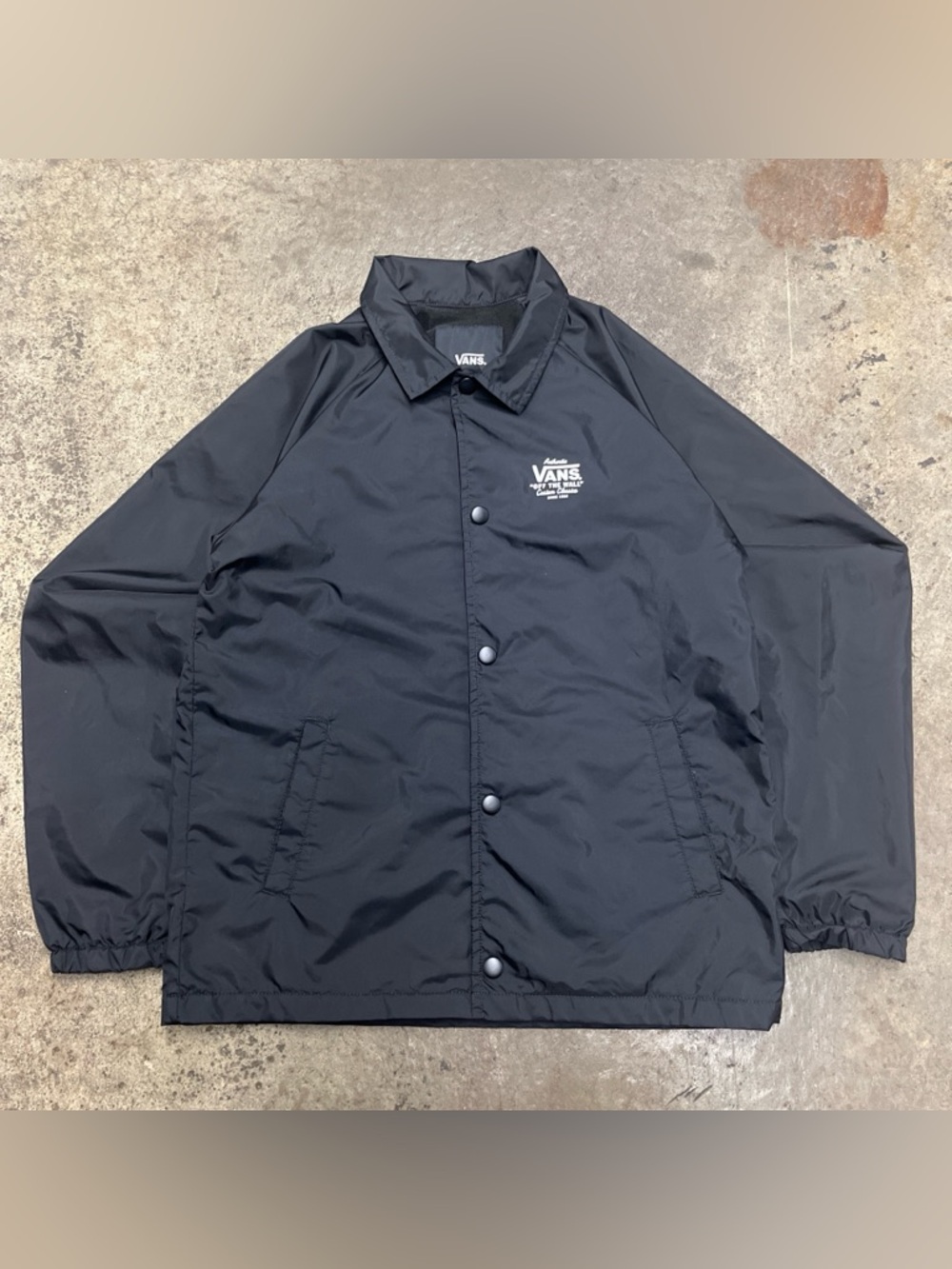 Vans Off the Wall Windbreaker Jacket Womens Medium Black Skater Lightweight Y2K